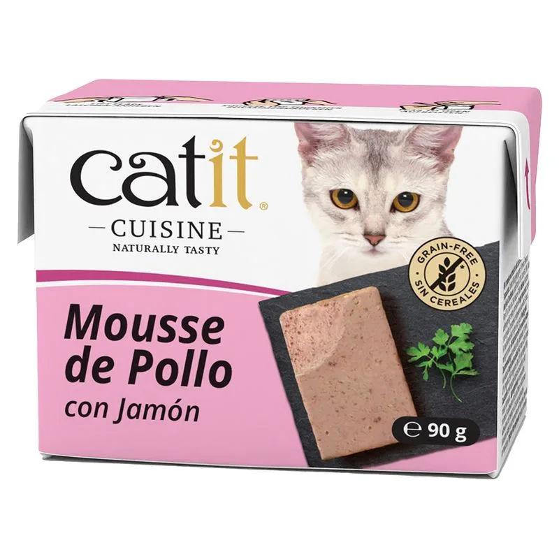 Catit Cuisine Mousse 12 x 90 g Umido per gatto (Pollo con prosciutto)