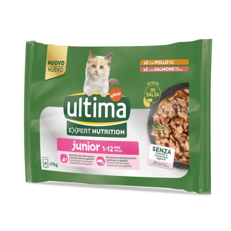 Ultima Cat Expert Nutrition Junior Pollo & Salmone (4 x 70 g)