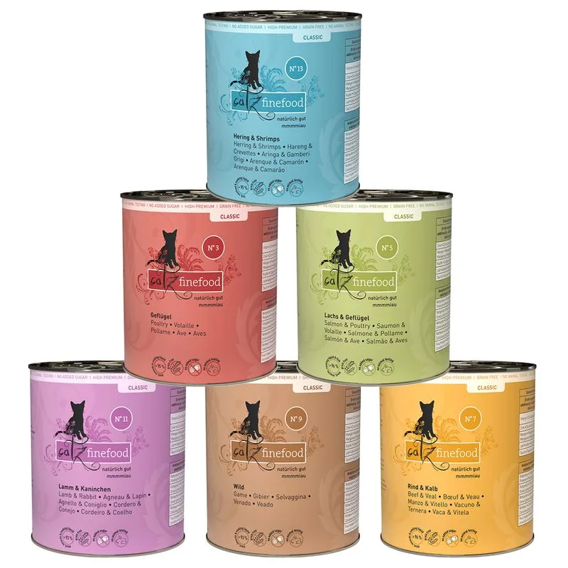catz finefood 24 x 800 g (Mix 1: Pollame, Salmone, Vitello, Selvaggina, Agnello, Aringa)
